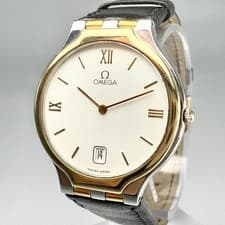 OMEGA De Ville Quartz 18K Bezel Date Watch 32mm Round Shape Men FROM JAPAN