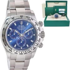 STICKERS NEW PAPERS Rolex Daytona Blue Dial Chronograph 116509 White Gold Watch