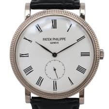 2010 Patek Philippe 5116g-001 Calatrava 36mm 18k White Gold Roman Enamel Watch