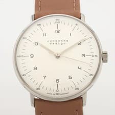 Junghans Max Bill 027/3701.00 SS External SS x leather Stem-winder Silver-Face
