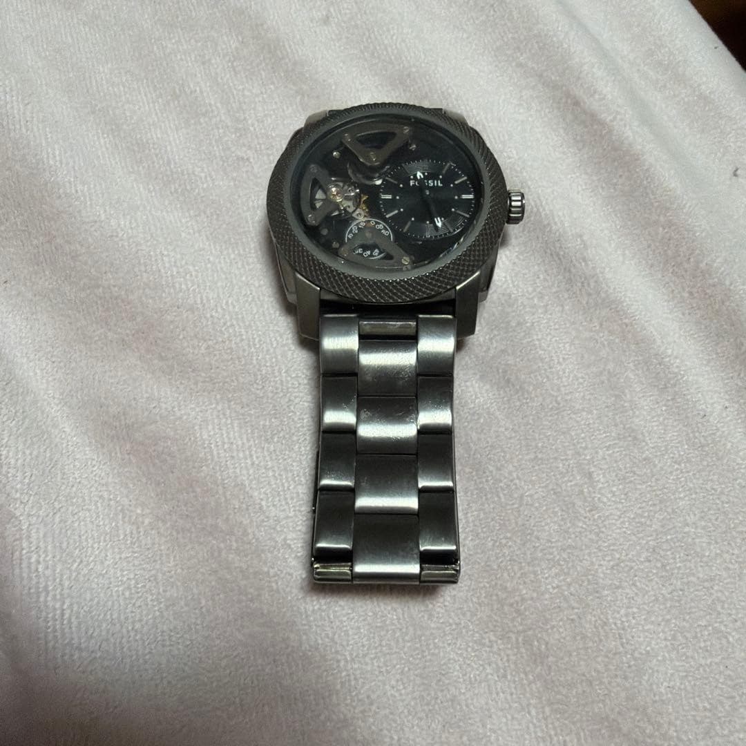 FOSSIL Skeleton Automatic Watch Silver Strap Good Working