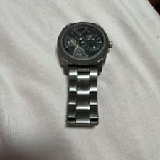 FOSSIL Skeleton Automatic Watch Silver Strap Good Working