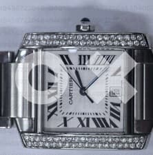 Cartier Tank Française Medium Stainless Steel Diamond Watch W51002Q3 – Authentic