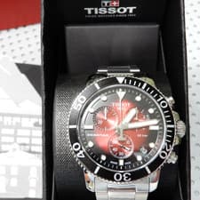 Best Price! Won't Last- Tissot SEASTAR 1000 Men's Watch-Red/Black Dial-SS Band
