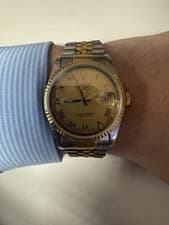 Rolex Datejust 36mm Champagne Roman Dial Two Tone Jubilee Bracelet 16233