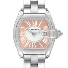 Cartier Roadster Small Pink Roman Dial Steel Ladies Watch W62017V3