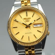 [EXC+5] SEIKO 5 7S26-0500 Gold Dial Two-Tone Day Date Men's AT Watch JAPAN #142