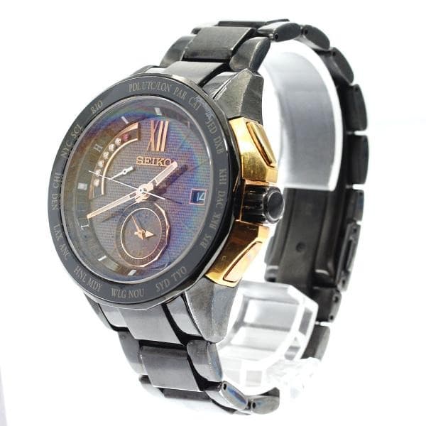 SEIKO BRIGHTZ SAGA115/8B54-0AJ0 43mm SS Black Dial Solar Radio Date #C688