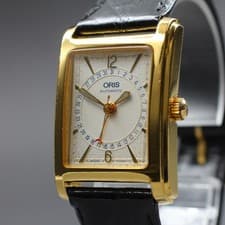 [EXC+5] Vintage ORIS Rectangular Pointer Date B7460 Gold Men's AT Watch JP U741