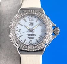 Ladies Tag Heuer Formula 1 F1 Watch  - White MOP Dial - Diamond Bezel - WAC1215