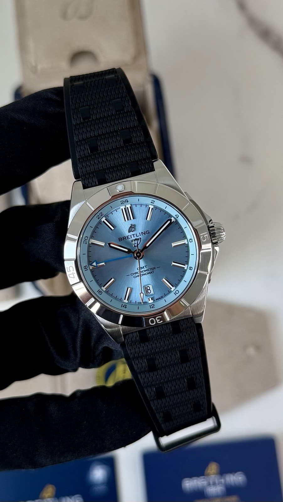 Breitling Chronomat 2025 Automatic GMT 40 Ice Blue Platinum Bezel P32398101C1S1