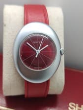 Space Age Vintage Watch Sperina Manual wind Red Dial Swiss Made 1970s Oval rare