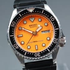 SEIKO 6458-600A Day/Date Orange Dial 150m Diver's Quartz 38mm Men's Watch 1982