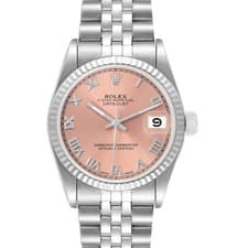 Rolex Datejust Midsize 31 Steel White Gold Salmon Dial Ladies Watch 68274