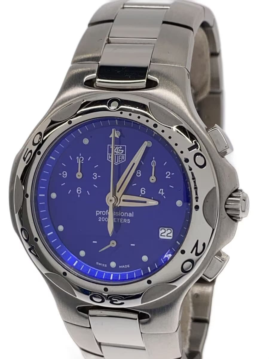 TAGHeuer Quartz Watch Analog Stainless BLU SLV SS CL1112 Kirium Date Chronograph