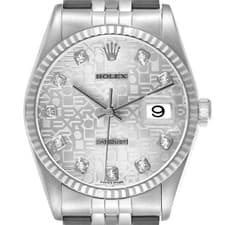 Rolex Datejust Silver Anniversary Diamond Dial Steel White Gold Mens Watch 16234