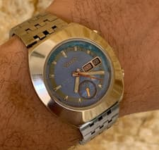 Vintage Citizen Automatic Chronograph 67 9631 Flyback Blue  Boxed Watch 39mm Men