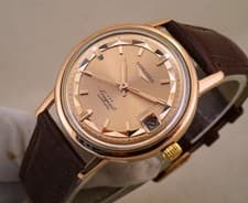 VINTAGE NOS LONGINES CONQUEST AUTOMATIC W/DATE 18K ROSE-GOLD AMAZING DIAL 1960'S