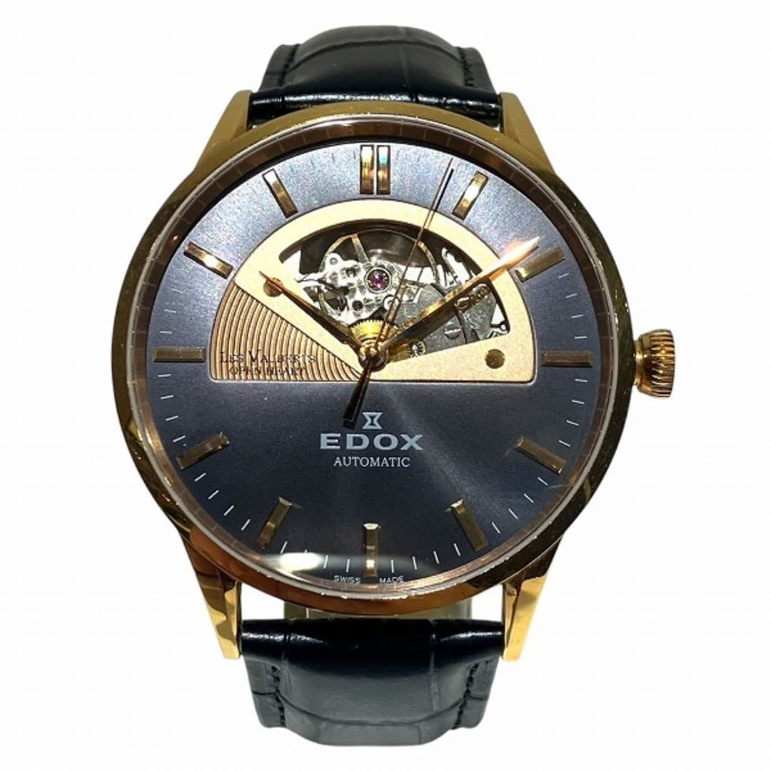 Edox Les Veoilles Open Heart Automatic Men's Watch SS Leather Used From Japan Fr