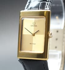 1972 Near MINT OMEGA De Ville 25mm 111.0112 Manual Gold Dial Tank Men's Vintage