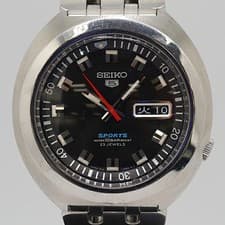 Seiko 7S36 0030 5 Sports Automatic Wristwatch Black Dial Timepiece Mens