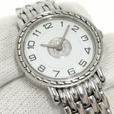 HERMES  Wristwatch Women's Sellier Quartz White Dial SE4.210 Stainless Steal