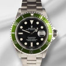 Rolex 40mm Submariner Date Kermit Green Bezel Steel Black Dial Watch 16610LV