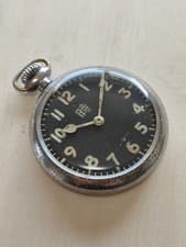 Seikosha Imperial Japanese Navy Military Pocket Watch Black Overhauled Rare Auth