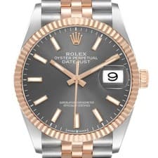 Rolex Datejust 36 Slate Dial Steel Rose Gold Mens Watch 126231 Box Card