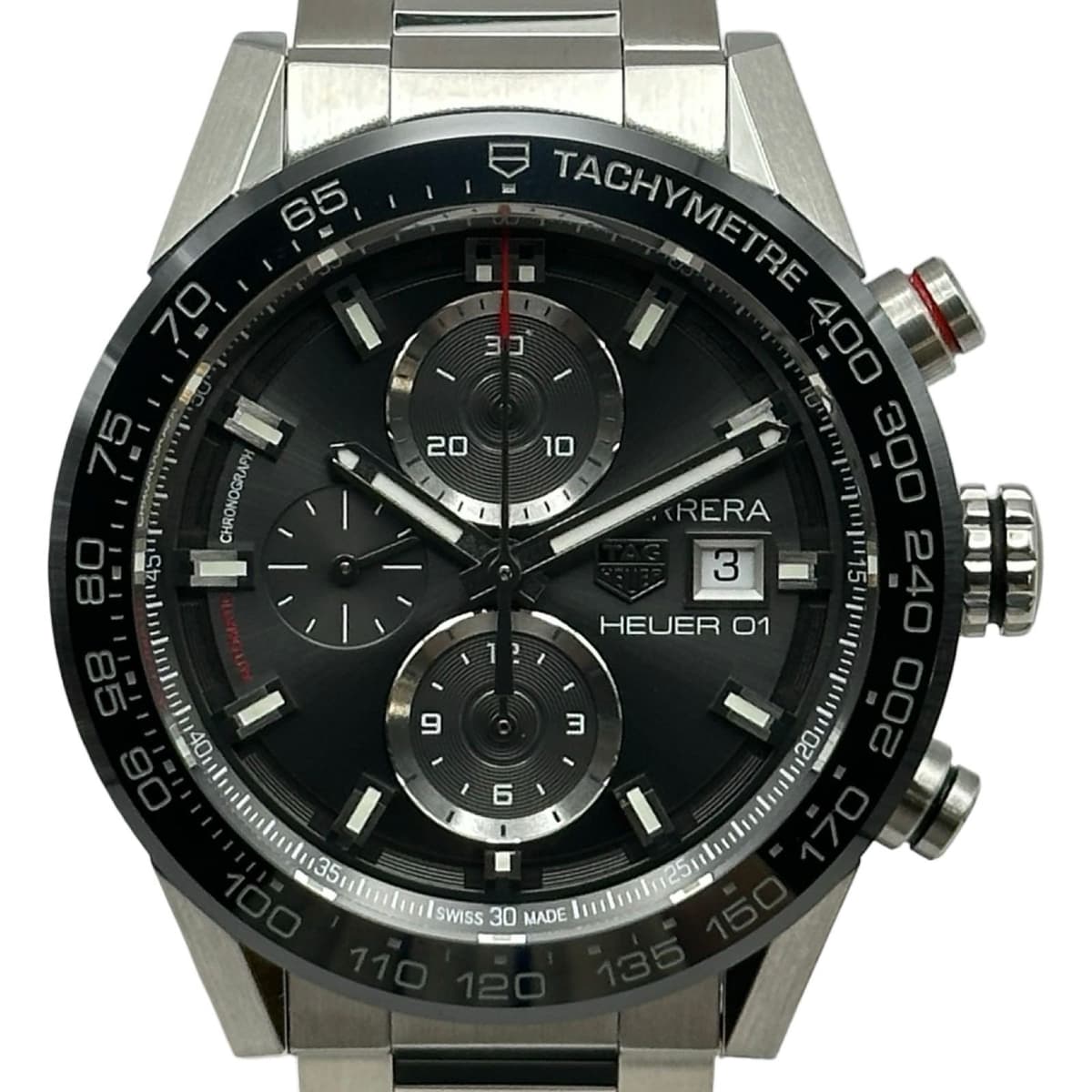 TAG HEUER CARRERA CALIBRE 01 CHRONOGRAPH CA201W.BA0714 BLACK STAINLESSSTEEL AUTO