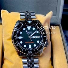 beautiful SEIKO Black Boy Dome AR Sapphire  Belt New SKX007k2