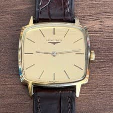 Longines Vintage Manual Hand-Winding Watch Gold Dial Cushion Case  From Japan