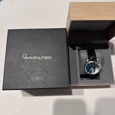 Hamilton Jazzmaster Watch Leather Band Date Black Dial Used
