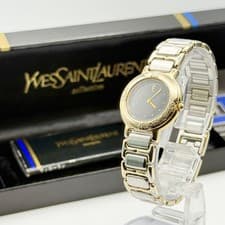 Yves Saint Laurent 2200 Wristwatch Quartz Black Dial Gold Silver Ready