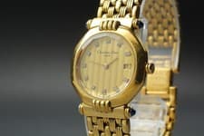[Exc+5] Christian Dior Octagon 64151 Gold DIal Diamond 12P Qz Womens Watch JAPAN