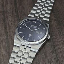 Seiko King Quartz Twin Quartz 9923802A Blue Dial 36mm Vintage Watch New Battery