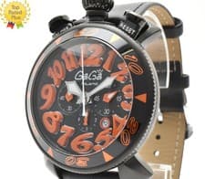 *MINT* GaGa MILANO Manuale 48 Black Orange Men's  Quartz Watch From JAPAN