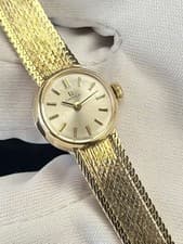 9ct Gold Omega Vintage Ladies Cocktail Watch Art Deco Mesh Antique Bracelet 17mm
