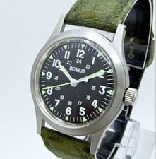 Benrus MIL-W-46374 Vintage Military Black Dial Hand Wind Men's Watch Working