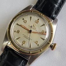 Rolex Oyster Perpetual 5015 14k SS 1940s Mens 32mm Bubble Back Automatic RA690