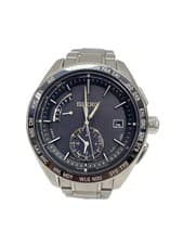 Seiko Quartz Analog Watch Black Silver Model 8B54-OBCO Used