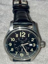 Lightly Used Hamilton Khaki Field Officer Automatic 44mm Black Watch - H706550