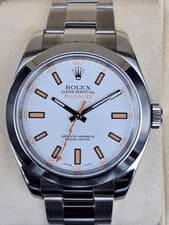 2019 MINT Rolex Milgauss 116400 White Dial Orange 40mm COMPLETE SET
