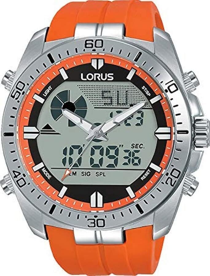 SEIKO LORUS analog digital hybrid 100m waterproof sleek and beautiful orange rub