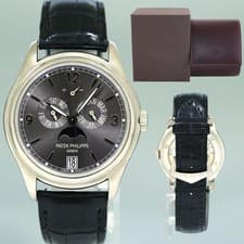 MINT Patek Philippe 5146G White Gold Annual Calendar Grey 39mm Moon Watch Box