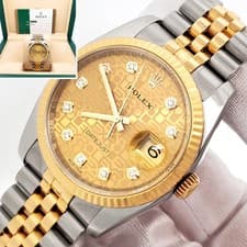 Rolex Datejust 36mm 116233 Factory Champagne Jubilee Diamond 2-tone Box Papers