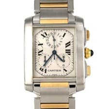 Authentic Cartier Tank Française Chronoreflex XL Two-Tone W51004Q4 SSxYG Qu...
