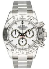 Rolex Daytona 116520 White Dial Engraved Steel Mens Watch Box Papers