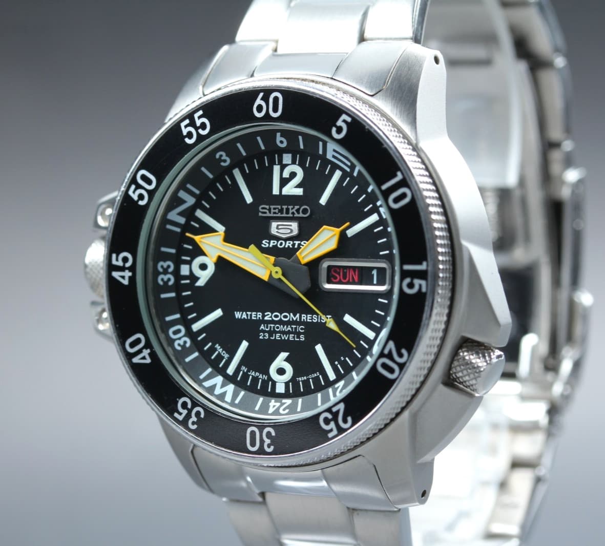 [N MINT] SEIKO 5 Sports 7S36-01E0 Divers Day/Date Automatic Men's Watch JAPAN