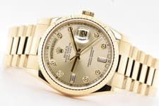2001 Rolex Day-Date 36mm 18K YG Factory Champagne Diamond Dial 118238 B&P